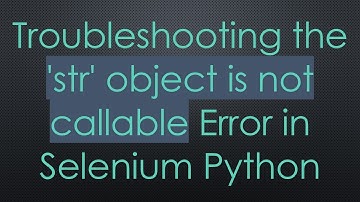 Troubleshooting the 