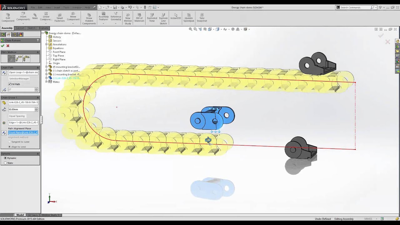 Nowości SOLIDWORKS 2015 - Szyk łańcuchowy komponentów on Vimeo