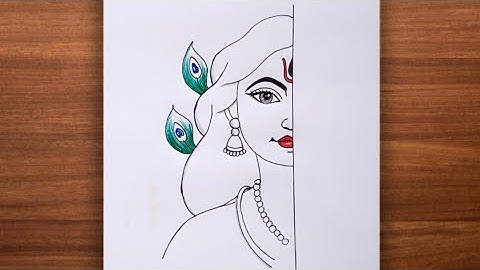 How to draw Krishna Half Face || Easy Krishna Drawing || Simple kanha Drawing || Step By Step