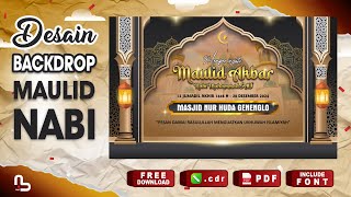 Desain Backdrop Maulid Nabi Muhammad Saw - Spanduk Isra Miraj Free Cdr -