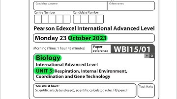 A level | Biology | Unit 5 | October 2023 | Pearson Edexcel
