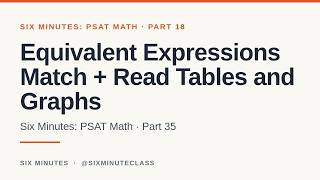 Full Equivalent Expressions Match and Reading Tables and Graphs | Six Minutes: PSAT Math, Part 18 Update