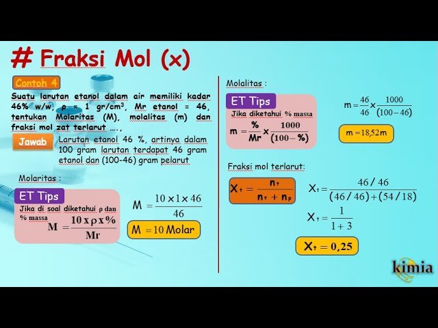 Satuan Konsentrasi Molalitas Fraksi Mol Pelajaran Kimia Kelas Xii Sma Youtube