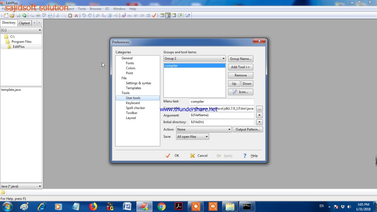 Configure java. EDITPLUS 5.5.4182. Text Edit Plus.