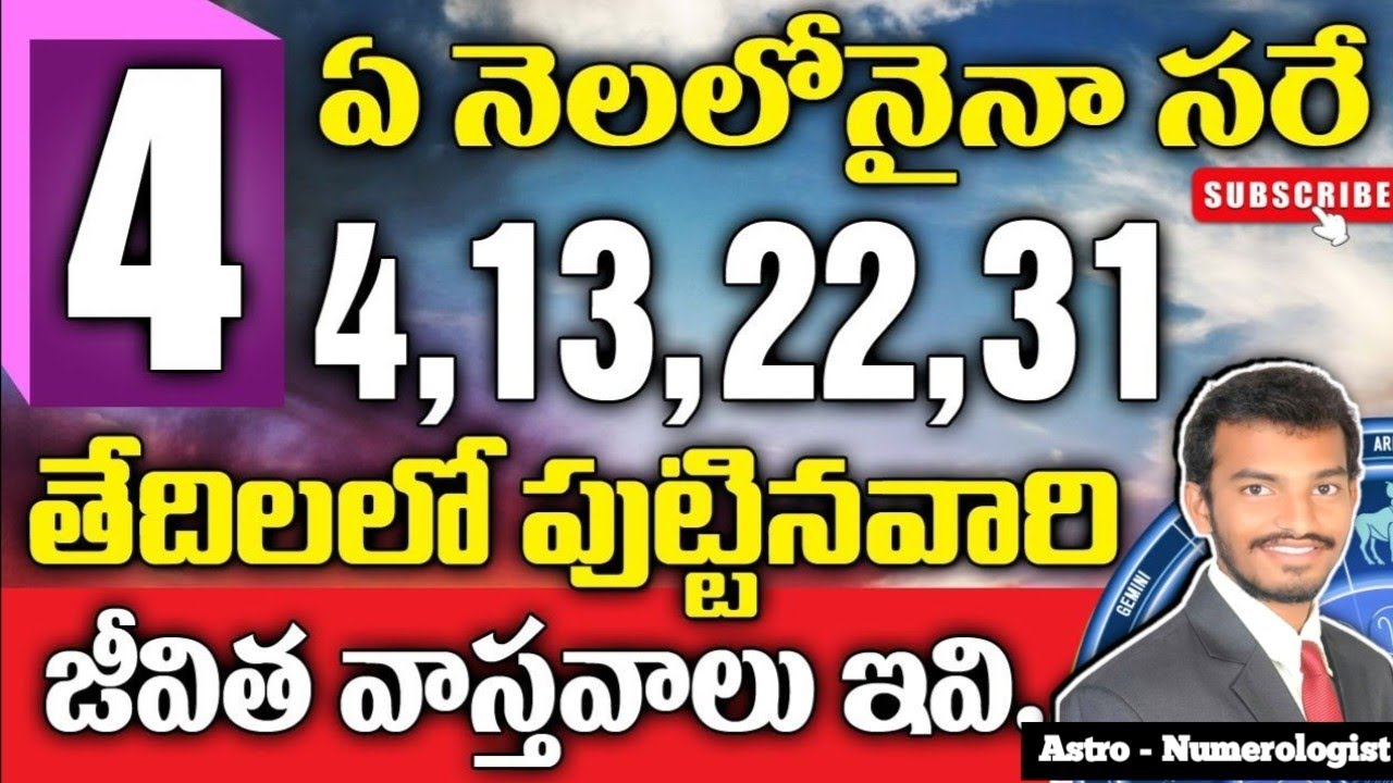 Прогноз даты рождения на 4, 13, 22, 31 на телугу | Нумерология на телугу #астрологиянателугу #кос...