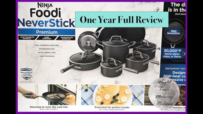 Ninja C39600 Foodi NeverStick Premium Hard-Anodized 13-Piece Cookware Set,  Guaranteed to Never Stick, Nonstick, Durable, Oven Safe to 500°F, Grey