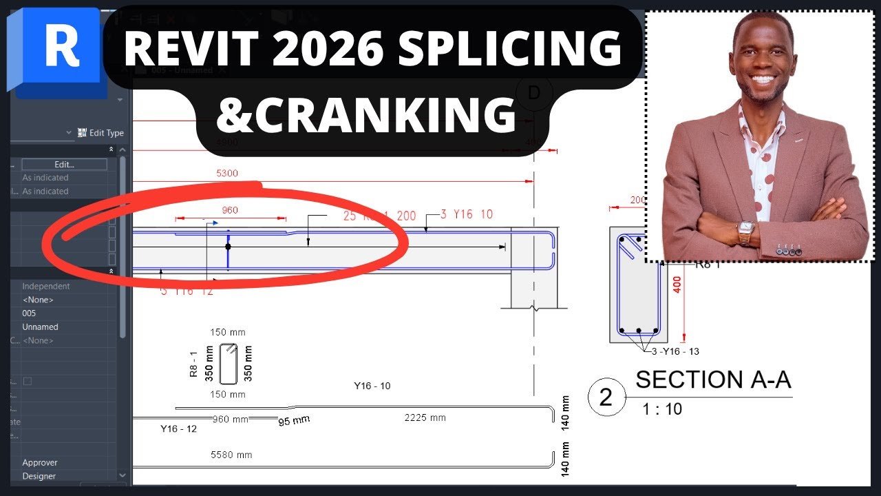 Revit 2026 Beam Rebar Splicing and Crancking || Full beam detail + Sheets