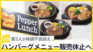 ペッパーランチでハンバーグを食べた客5人が体調不良訴え　ハンバーグメニュー販売休止へ　原因は調査中も大分では利用客から「O157」検出　関連は？【news23】｜TBS NEWS DIG