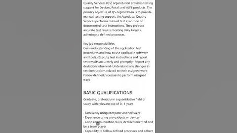 Amazon | Quality Analyst Role | OFF Campus Job Drive | 2020 | 2021 | 2022 | 2023 Batch Hiring