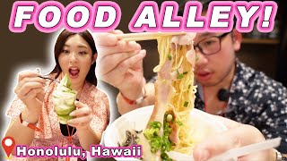 STREET FOOD ALLEY in HONOLULU! || [Oahu, Hawaii] Ramen, Shabu, & Matcha Soft Serve!