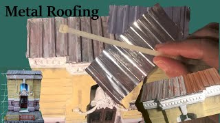 Old metal roof for Diorama miniature house / metal ribbed sheets /panels Диорама