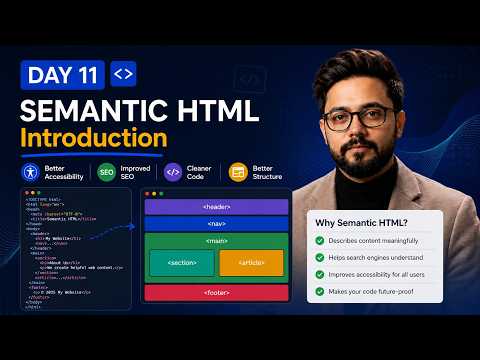 HTML Semantic Tags Tutorial 2026 🚀 | Day 11 | Semantic HTML & Accessibility Basics #coding