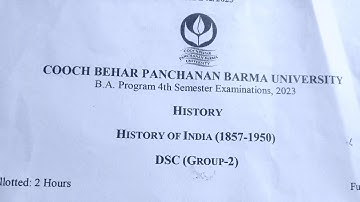 history DSC question paper 2023  b , a programme 4th semester coochbehar panchanan barma University
