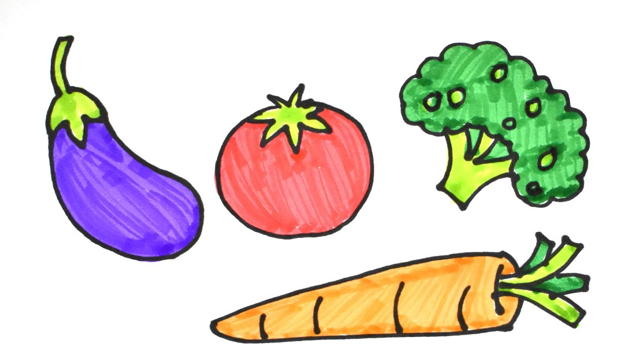 How to Draw Vegetables || Easy Drawing for kids - YouTube