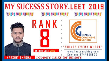 DTU LEET 2020 Preparations tips!:Talk With Topper DTU LEET, AIR 08 securer | LEETCOACHING