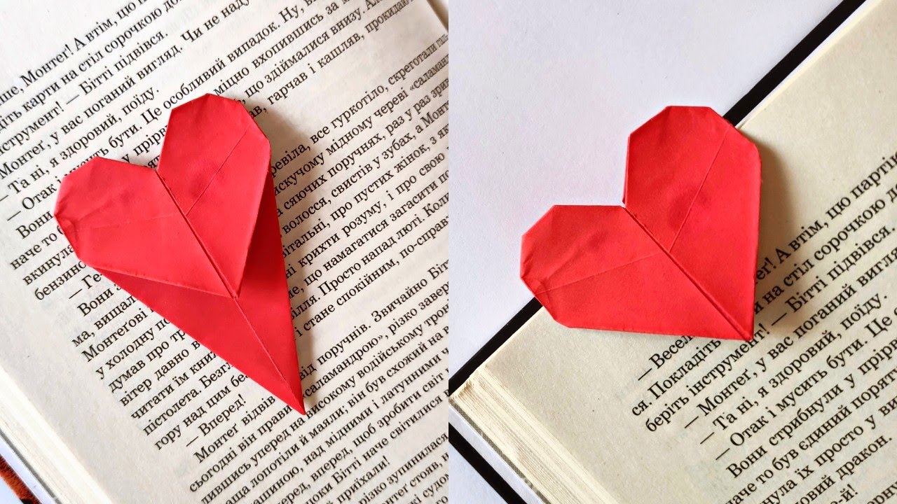 Easy origami HEART BOOKMARK | How to make a paper heart bookmark - YouTube