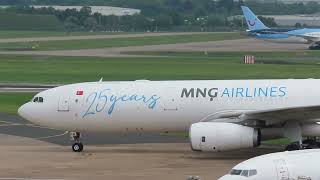 MNG AIRLINES AIRBUS A330-300 FREIGHTER TC-MCM ARRIVING / DEPARTING BIRMINGHAM AIRPORT 12/05/24
