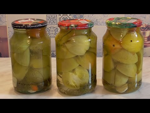 Маринованные ЗЕЛЕНЫЕ ПОМИДОРЫ на Зиму половинками вкусный рецепт Кулинарный Клуб