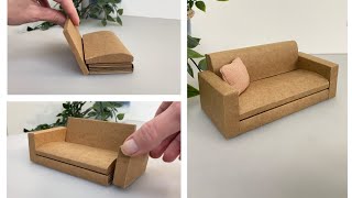 DIY Dollshouse Sofa made from Cardboard♥️Easy miniature furniture♥️1:12 scale Dolls House Furniture