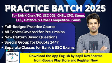 PRACTICE BATCH 2025 for BANK, SSC, CDS and such exams by English by Kapil Dev Sharma