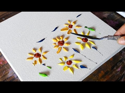 Sunflower Field Painting Demo Abstract Easy For Beginners