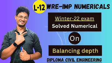 12* find balancing depth of canal | WRE | VIMP numerical | civil engineering diploma #education