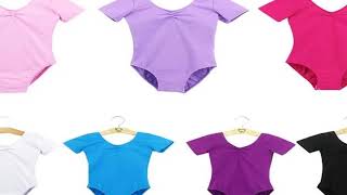 Kids Girls Ballet Leotards Gymnastics Costume Short Sleeve Gymnastics Leotard Dance Bodysuit Ballet