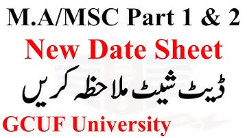 MA MSc Part 1 & 2 New Date Sheet 2022 Exams GCUF - Annual 2022 Date Sheet 2022 GCUF Date Sheet