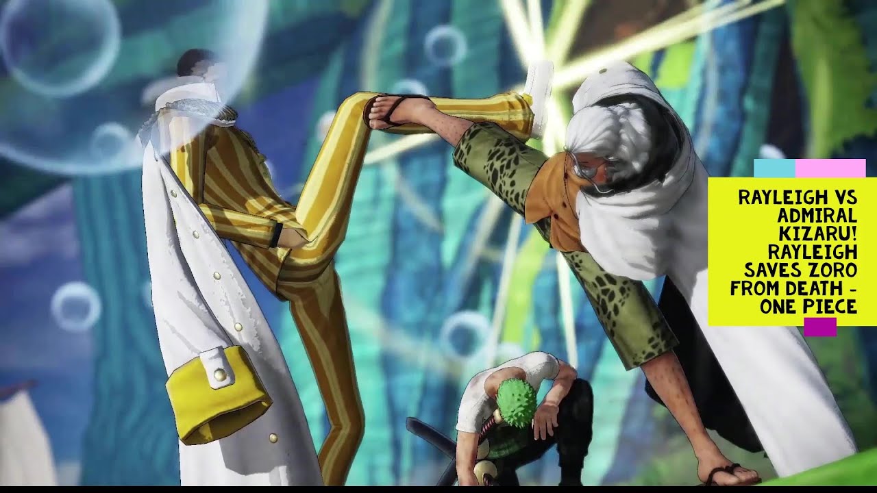 Rayleigh vs Admiral Kizaru! Rayleigh saves Zoro from death, The straw