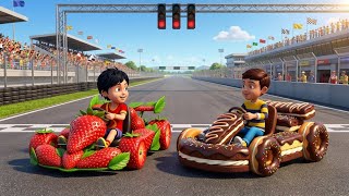 Strawberry Go-Kart vs  Donut Go-Kart Race | Shiva vs Rudra  screenshot 4