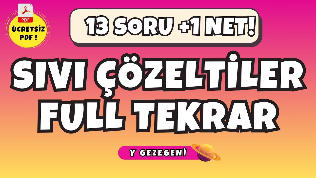 🚀 KESİNLİKLE İZLE! AYT KİMYA SON TEKRAR! SIVI ÇÖZELTİLER ÇÖZÜNÜRLÜK FULL TEKRAR! #ayt2024   #kimya