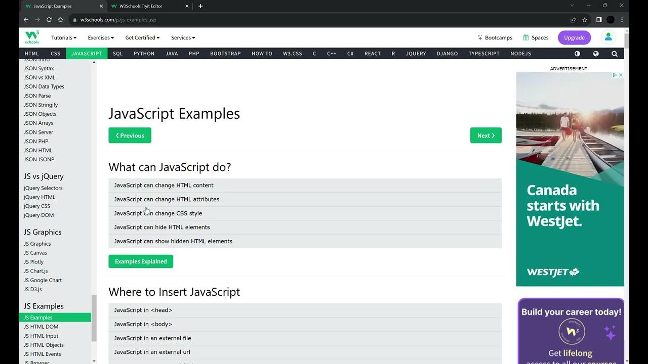 1_JS Home JavaScript. О чем это. Tutorial w3schools.com - YouTube