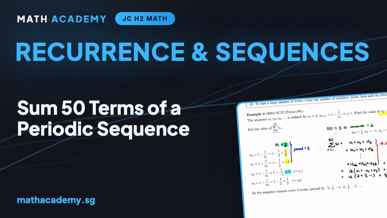 Recurrence relations, summing a periodic sequence, JC H2 Maths lesson by Mr Ian Ang — Math Academy Singapore