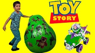 Toy Story GIANT Surprise Egg Opening! Unboxing Buzz Lightyear \& Woody Toys | Kiddyzuzaa