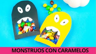 Monstruos Halloween con caramelos de colores