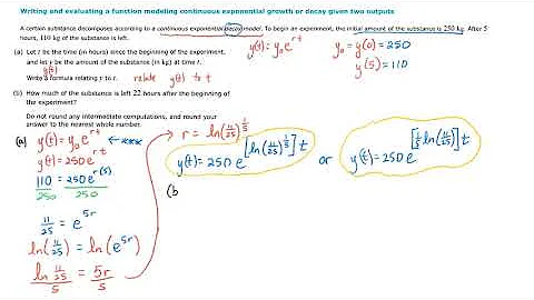 Writing and Evaluating a Function Modeling Continuous Exponential Growth or Decay Given 2 Outputs