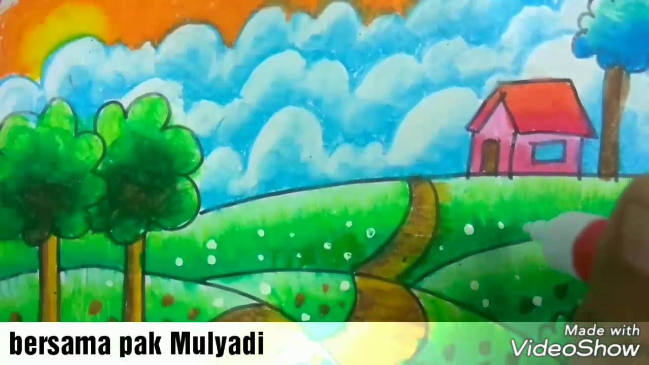 Cara Mewarnai Seperti Pemenang Lomba Lukis Pemandangan Bukit YouTube