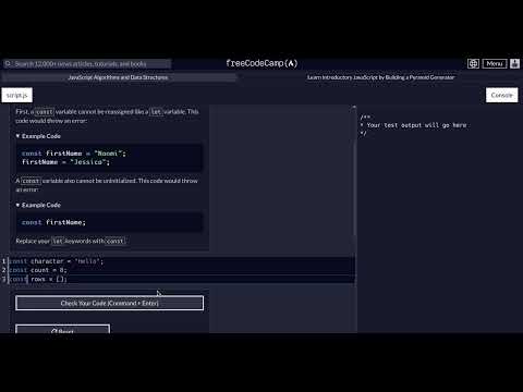 FreeCodeCamp - JavaScript Data Structures and Algorithms  - Step 31 of 118 - Pyramid Generator