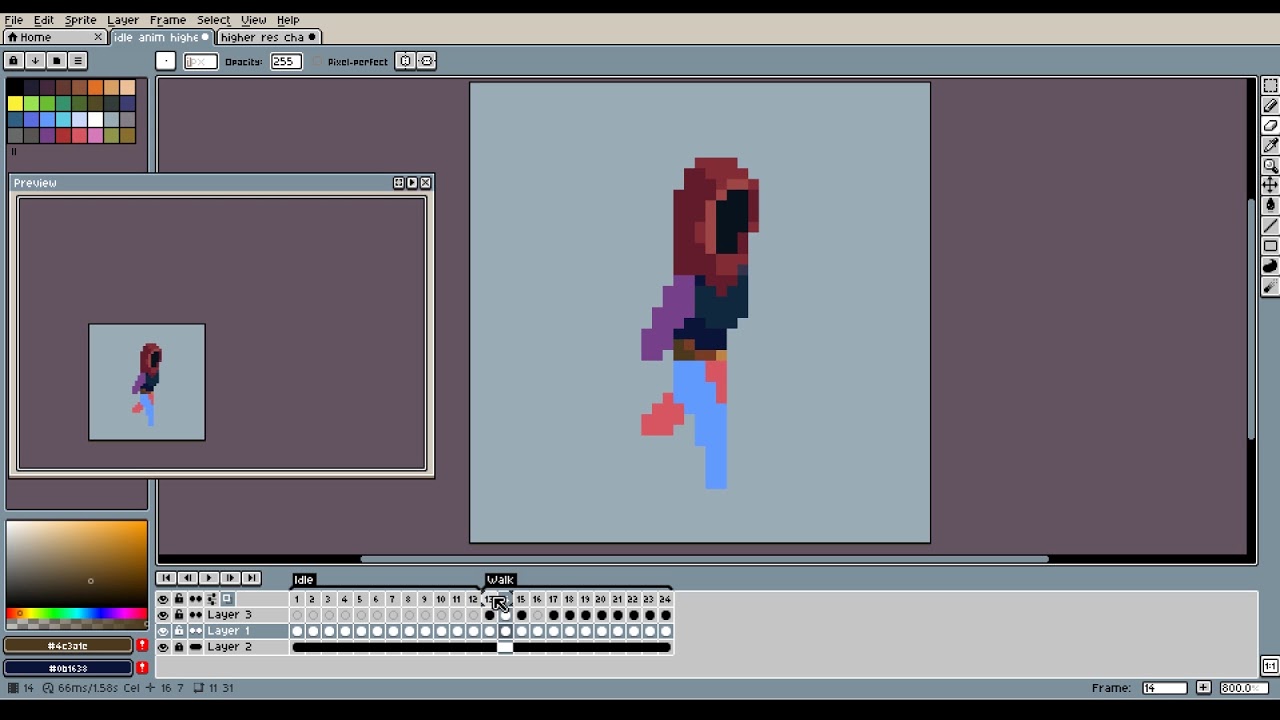Studying Pixel Art walking animation - YouTube