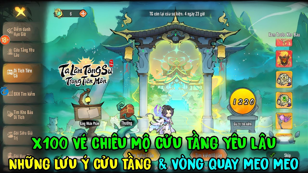 Ta Làm Tông Sư Trong Tiên Môn - Những Lưu Ý Ngày Cuối 2 Event Cửu Tầng & Vòng Quay Meo Meo