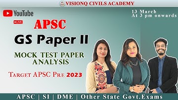 LIVE 🔴 APSC MOCK TEST 2 , GS PAPER II | PART 1 ENGLISH  | TARGET APSC PRE