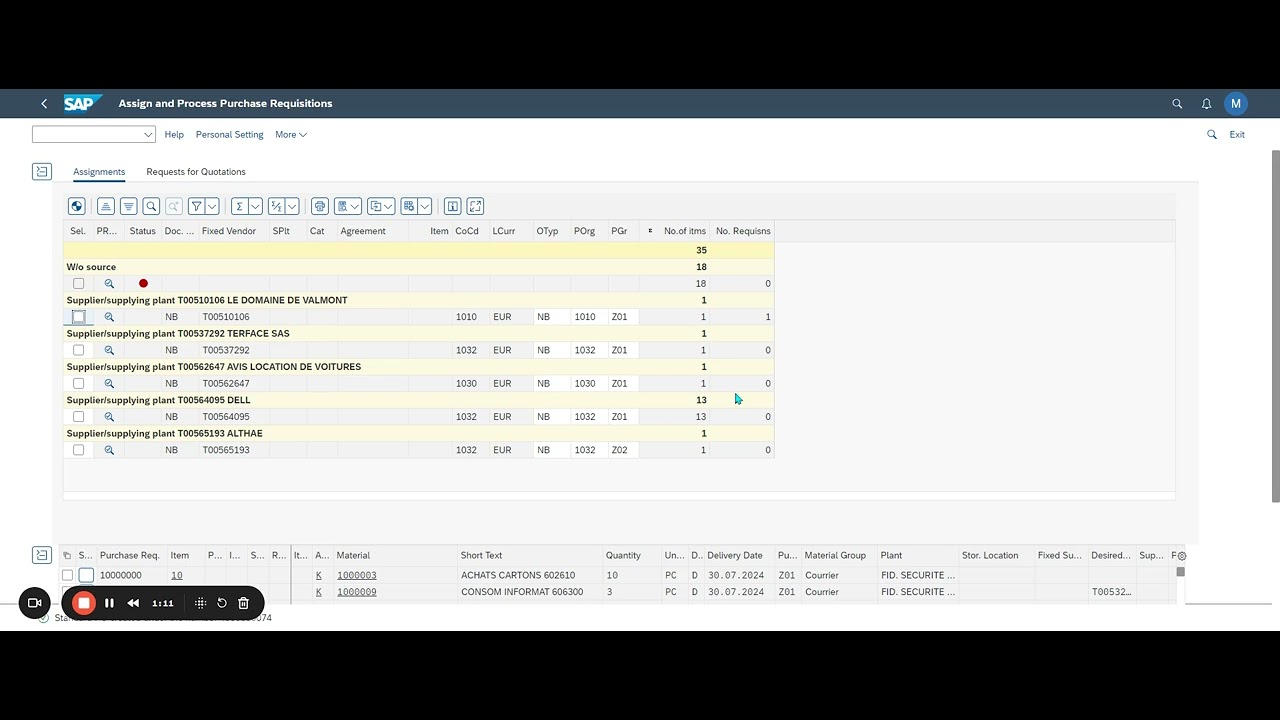 Assign and Process Purchase Requisitions SAP ME57 - YouTube