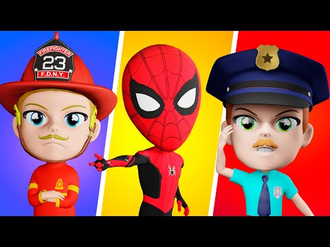 Policemen, Spiderman and Firemen Song 🚒 🚓 🚑 | Kids Songs and Nursery Rhymes by Lights Kids 3D