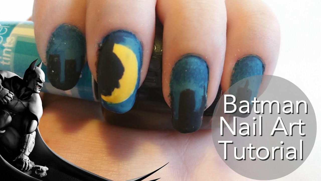 2. Black and Yellow Batman Nail Art - wide 2