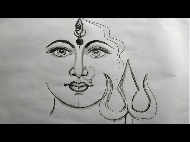 Pencil Sketch Of Maa Durga - Desi Painters