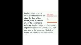 Implied Subject, easy definition of implied subject, learn with Rabia