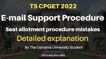 TS CPGET 2022 | Email Support  Procedure | Osmania University Hyderabad  #cpget2022