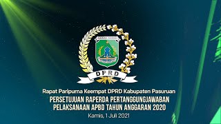 Rapat Paripurna IV DPRD PASURUAN - PERSETUJUAN RAPERDA PERTANGGUNGJAWABAN PELAKSANAAN APBD 2020