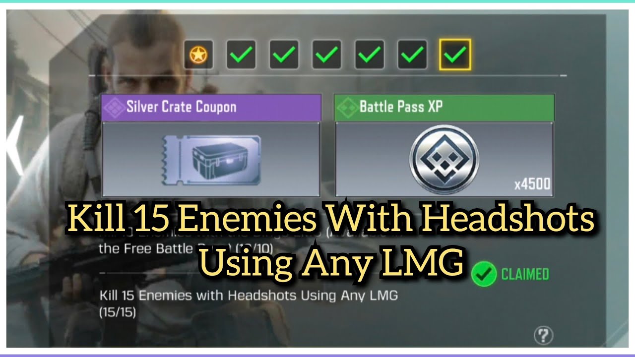 Call Of Duty Mobile Kill 15 Enemies With Headshots Using Any LMG Task Complete