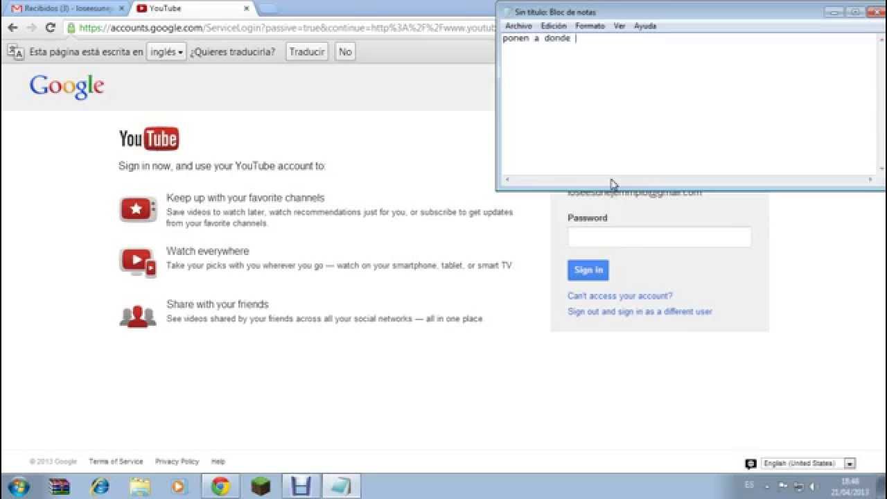 Como crear una cuenta en youtube sin dar numero de telefono 2013 - YouTube
